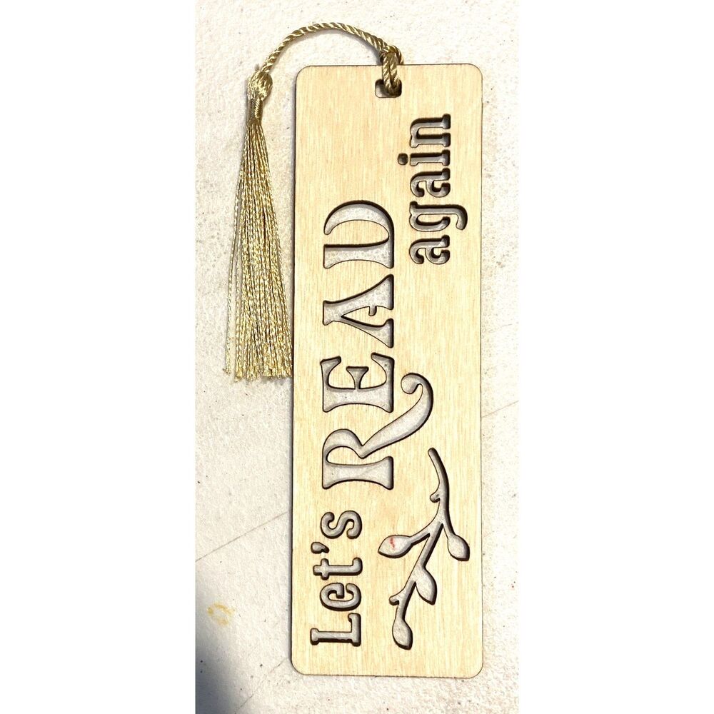 Wood Bookmark - Let's Read Again - B042
